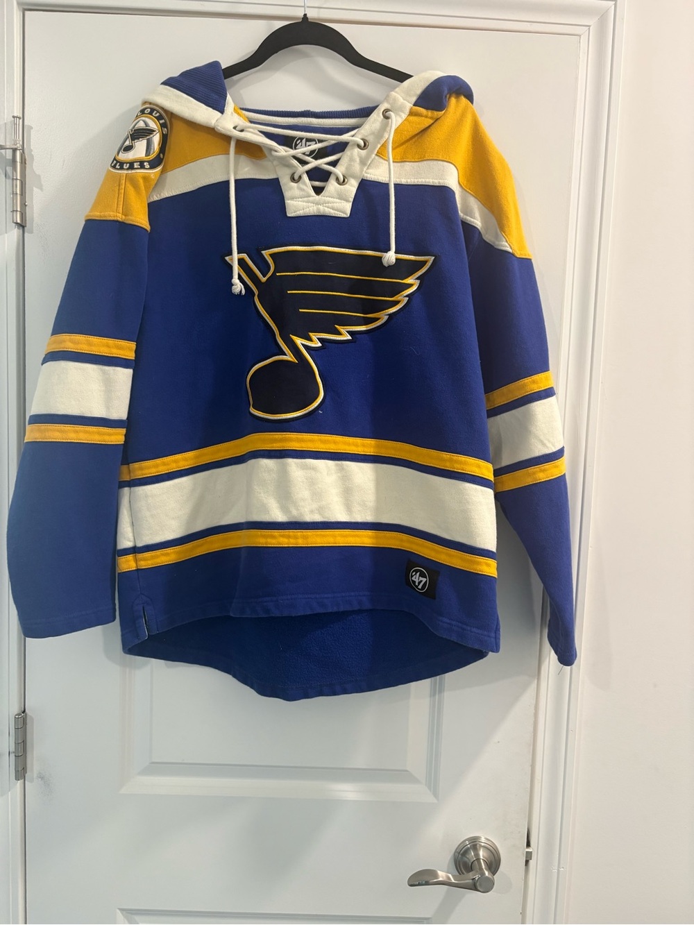 '47 St. Louis Blues Nostalgic Lace-Up Hoodie Blue & Yellow - Great Condition Med